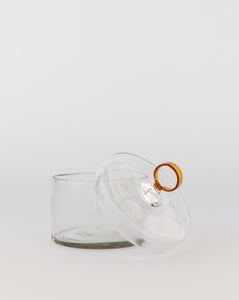 Amber Glass Handle Jar